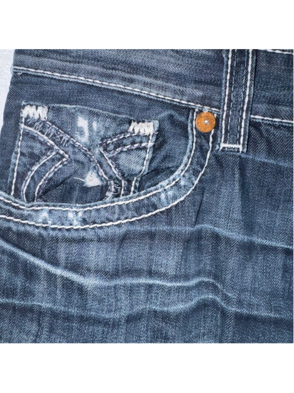 Big Star Pioneer Bootcut Jeans 34R Blue The Legendary Distressed Thick Stitch - Picture 6 of 16